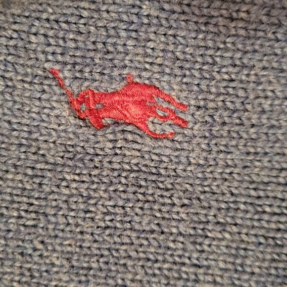 Polo Ralph Lauren Large Blue Quarter Zip Sweater - Picture 3 of 6